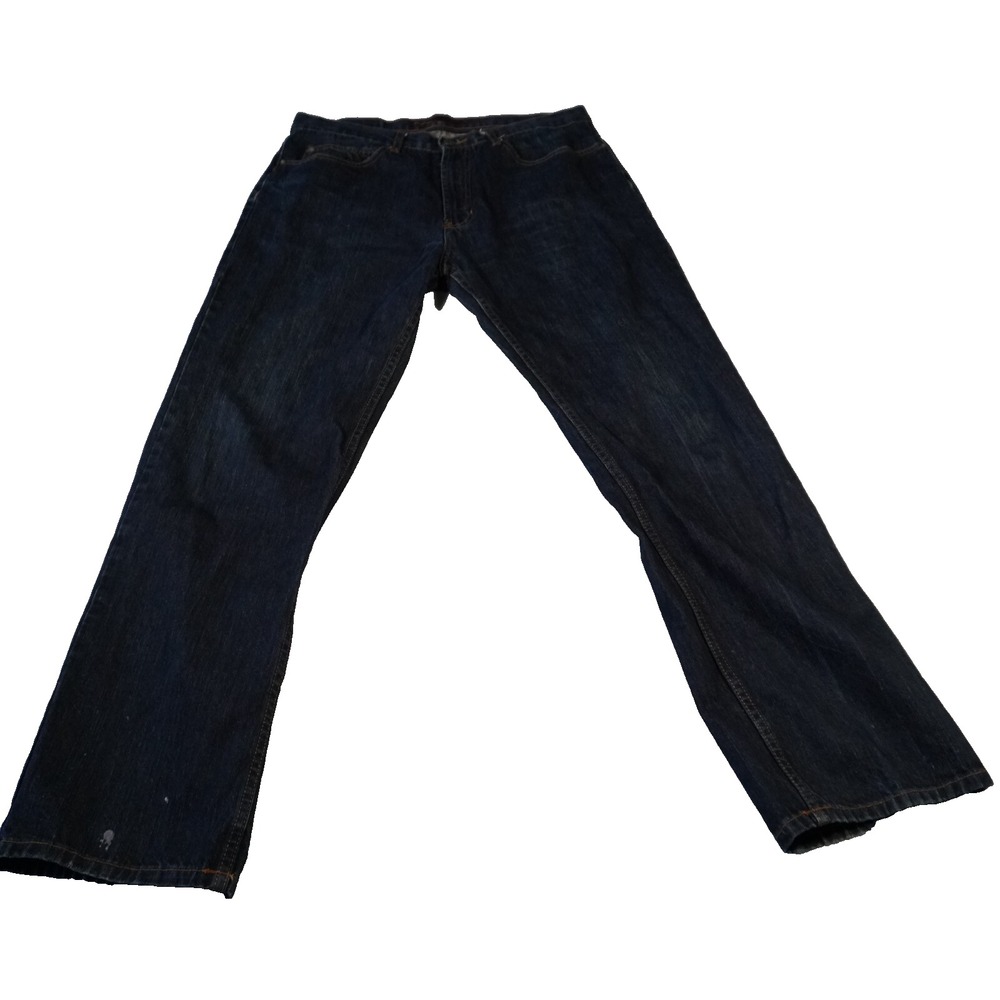PERRY ELLIS Mens‎ Jeans Size 36x32 Regular Fit Dark Denim Straight Leg